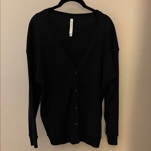 Aritzia The Group Thermal Button-Up Cardigan black